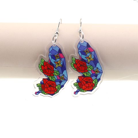 1 Pair Casual Cute Simple Style Flower Butterfly Arylic Alloy Drop Earrings