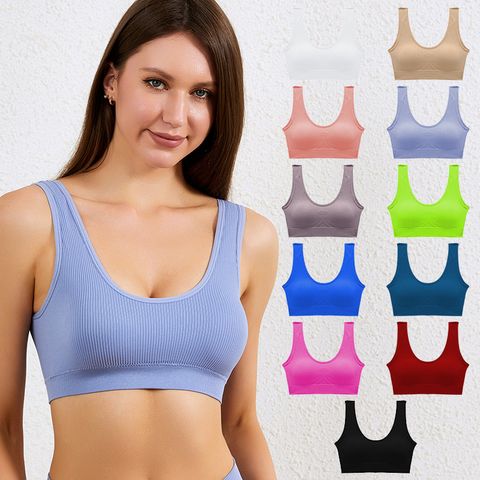 Solid Color Sports Bras Push Up Gather Bralette