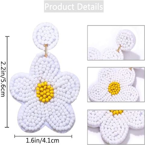 1 Pair Simple Style Flower Patchwork Seed Bead Drop Earrings
