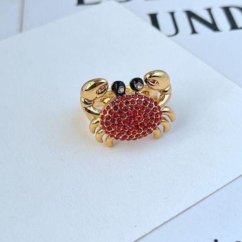 Wholesale Jewelry Lady Crab Metal Artificial Diamond Plating Rings