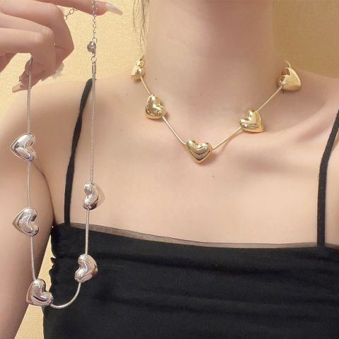 Simple Style Heart Shape Alloy Plating Women's Necklace