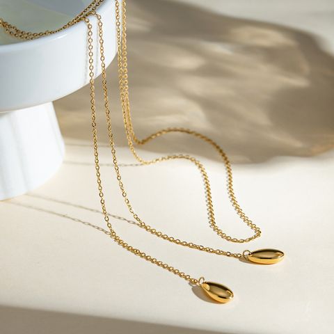 304 Stainless Steel 18K Gold Plated Simple Style Classic Style Plating Solid Color Pendant Necklace