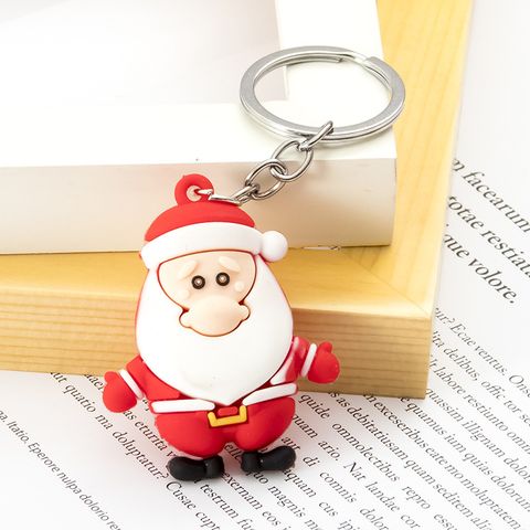 Fashion Christmas Tree Santa Claus Snowman Pvc Alloy Unisex Bag Pendant Keychain 1 Piece