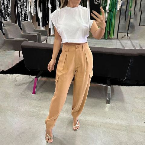 Holiday Daily Women's Casual Simple Style Solid Color Polyester Pants Sets Pants Sets