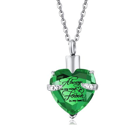 Wholesale Jewelry Simple Style Shiny Letter Heart Shape 316 Stainless Steel  Glass Inlay Pendant Necklace