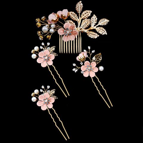 Women's IG Style Sweet Leaves Alloy Insert Comb