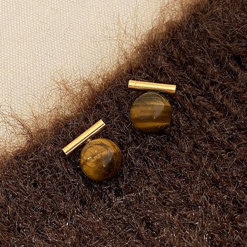 1 Pair Basic Round Plating Copper Gold Plated Ear Studs