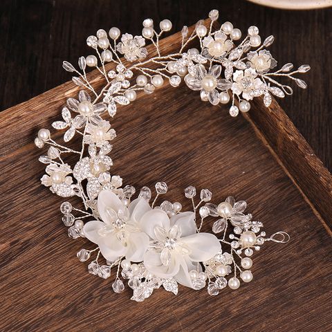 Women's Elegant Lady Bridal Flower Artificial Pearl Hair Combs
