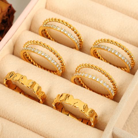 Wholesale Jewelry Exaggerated Simple Style U Shape Geometric Titanium Steel 18K Gold Plated Plating Open Rings