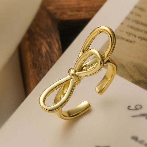 Copper 18K Gold Plated Sweet Simple Style Bow Knot Open Rings