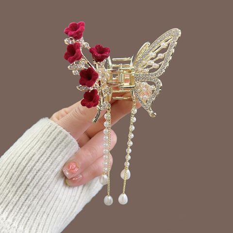 Women's Ig Style Sweet Butterfly Alloy Rhinestones Hair Claws