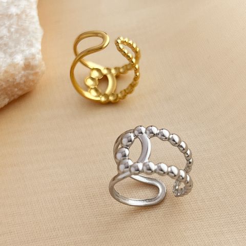 Wholesale Jewelry Simple Style Solid Color 304 Stainless Steel 18K Gold Plated Open Rings