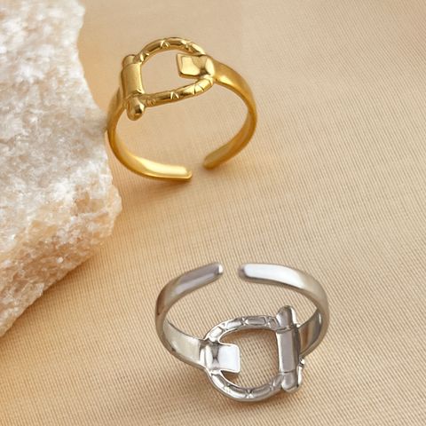Wholesale Jewelry Simple Style Solid Color 304 Stainless Steel 18K Gold Plated Open Rings