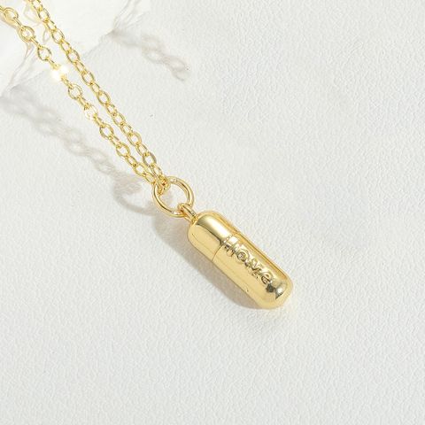 Copper 14K Gold Plated Simple Style Inlay Candy Zircon Pendant Necklace
