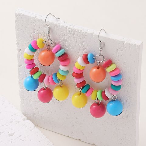 1 Pair Casual Sweet Round Beaded Arylic Soft Clay Drop Earrings