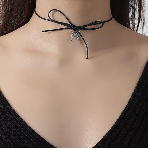 Casual Simple Style Butterfly Bow Knot Alloy Leather Rope Wholesale Choker