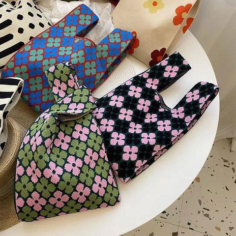 Women's Small Polyester Flower Streetwear Square Open Handbag