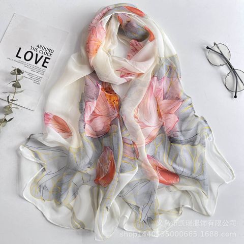 Women's Vacation Color Block Floral Polyester Silk Scarves
