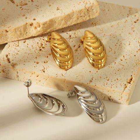 1 Pair Casual Retro Simple Style Solid Color Plating 304 Stainless Steel 18K Gold Plated Ear Studs