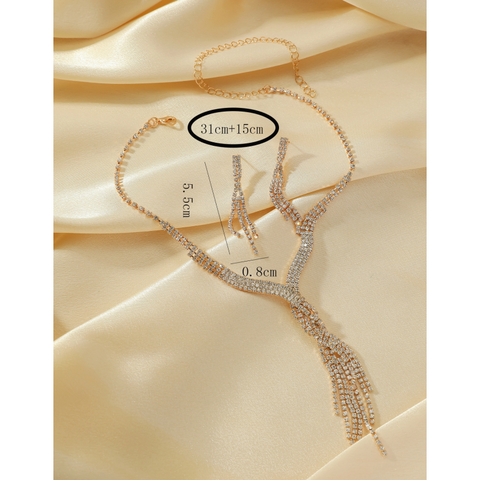 Luxurious Shiny Tassel Gold Plated Rhinestones Alloy Wholesale Jewelry Set