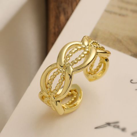 Copper 18K Gold Plated Vintage Style Commute Plating Hollow Out Geometric Open Rings