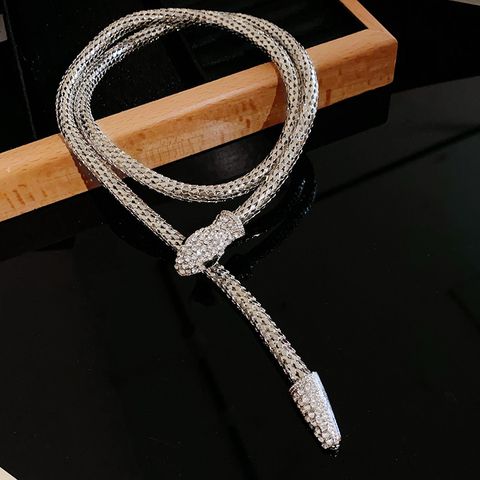 Estilo IG Retro Serpiente Aleación Embutido Diamantes De Imitación Mujeres Pulsera Collar
