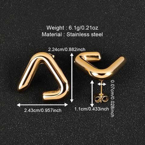 1 Pair Exaggerated Simple Style Solid Color Polishing Plating 304 Stainless Steel 18K Gold Plated Ear Studs