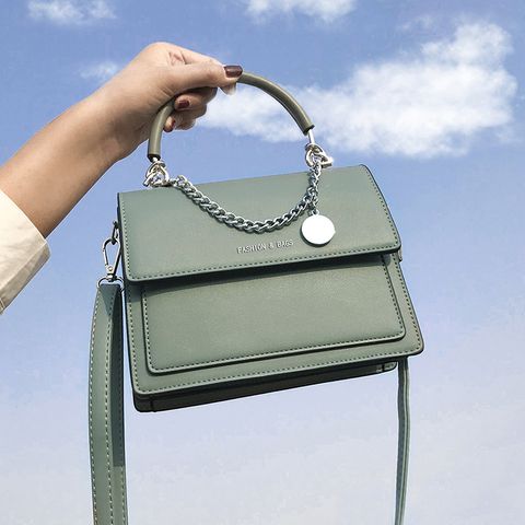 Women's Medium Pu Leather Solid Color Classic Style Magnetic Buckle Handbag Crossbody Bag