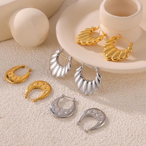 1 Pair Elegant Simple Style Classic Style U Shape Plating 304 Stainless Steel 18K Gold Plated Earrings