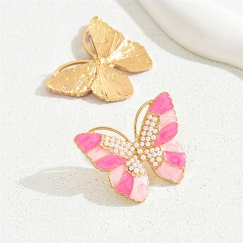 1 Pair Casual Simple Style Commute Butterfly Enamel Inlay Alloy Glass Ear Studs