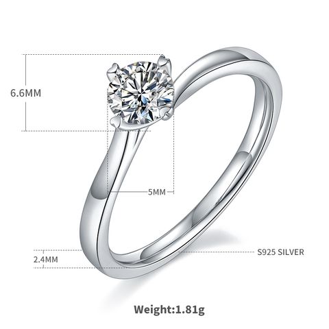 Sterling Silver Elegant Simple Style GRA Certificate Plating Inlay Geometric Lab-grown Diamonds Moissanite Rings