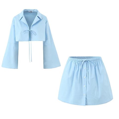 Daily Women's Streetwear Solid Color Polyester Skirt Sets Skirt Sets