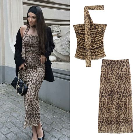 Holiday Women's Streetwear Leopard Polyester Skirt Sets
