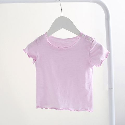 Simple Style Solid Color Cotton T-shirts & Blouses