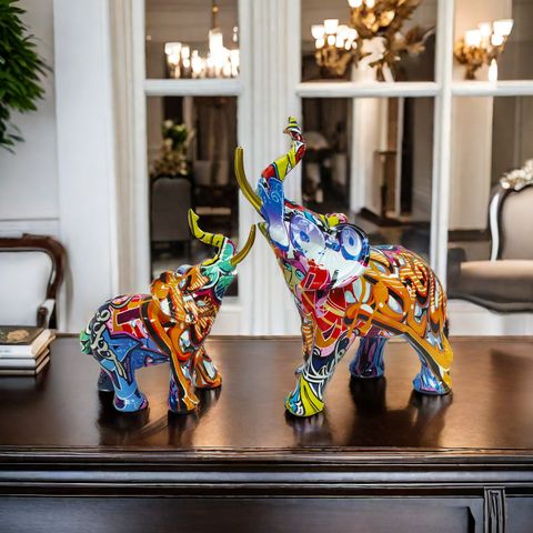 Nordic Creative Colorful Elephant Decoration Home Living Room Resin Crafts Ornament