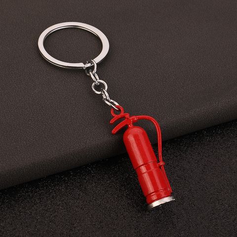 Cartoon Style Cute Fire Extinguisher Alloy Iron Polishing Plating White Gold Plated Bag Pendant Keychain
