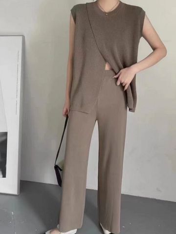 Holiday Women's Casual Solid Color Polyester Pants Sets Pants Sets