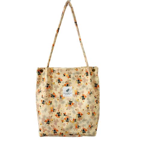Women's Medium Corduroy Flower Cute Magnetic Buckle Handbag