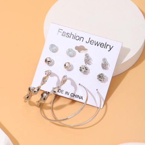 1 Set Vacation Classic Style Streetwear Geometric Solid Color Inlay Alloy Rhinestones Rhodium Plated Earrings Ear Studs