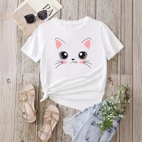Women's T-shirt Short Sleeve T-Shirts Casual Cat