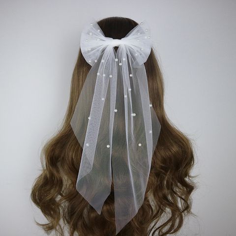 Women's Elegant Lady Bridal Bow Knot Polyester Gaomi Net Bowknot Birdcage Veils
