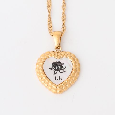 Wholesale Jewelry Simple Style Heart Shape Flower 304 Stainless Steel 18K Gold Plated Pendant Necklace