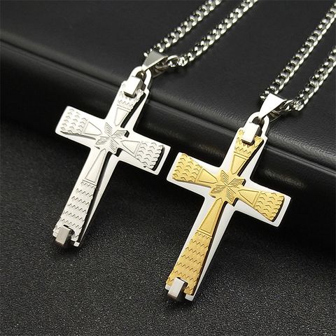 Simple Style Cross 304 Stainless Steel Plating Unisex Pendant Necklace