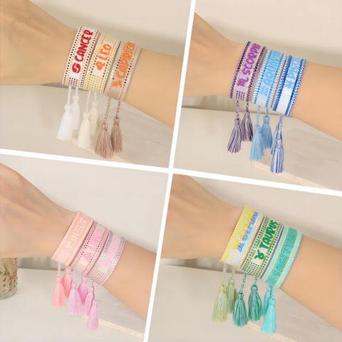 Simple Style Classic Style Letter Constellation Polyester Braid Women's Drawstring Bracelets