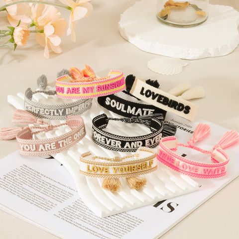 Simple Style Classic Style Letter Polyester Braid Women's Drawstring Bracelets