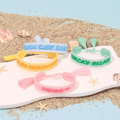Simple Style Classic Style Letter Polyester Knitting Women's Drawstring Bracelets