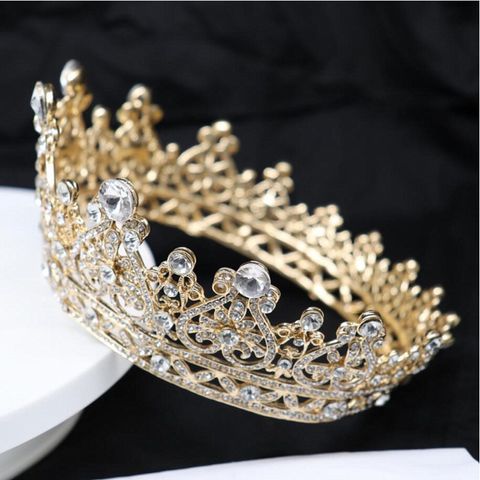 Women's Baroque Style Bridal Streetwear Crown Alloy Plating Inlay Crystal Rhinestones Crown