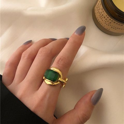 French Style High Sense Emerald Ring Female Ins Temperament Korean Style Light Luxury Minority Design Sense Open Index Finger Ring Fashion