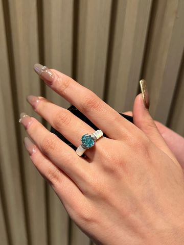 Natural White Shell Ring Female Twist Vintage Mid-Ancient Style Aquamarine Open Ring Adjustable All-Match White