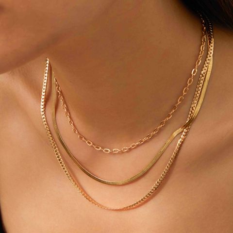 Simple Style Classic Style U Shape Gold Plated Alloy Wholesale Layered Necklaces